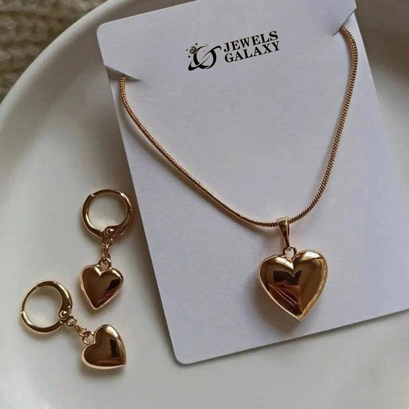 Jewels Galaxy Gold-Plated Anti Tarnish Heart Themed Jewellery Set
