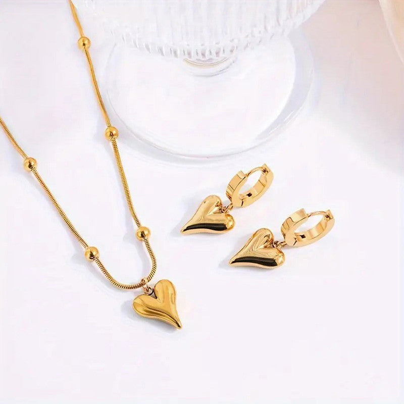 Jewels Galaxy Gold-Plated Anti Tarnish Heart Themed Jewellery Set