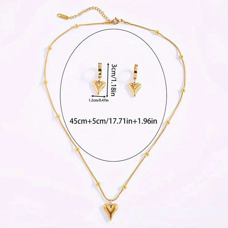 Jewels Galaxy Gold-Plated Anti Tarnish Heart Themed Jewellery Set