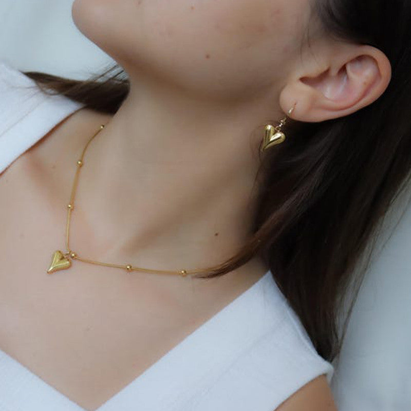 Jewels Galaxy Gold-Plated Anti Tarnish Heart Themed Jewellery Set