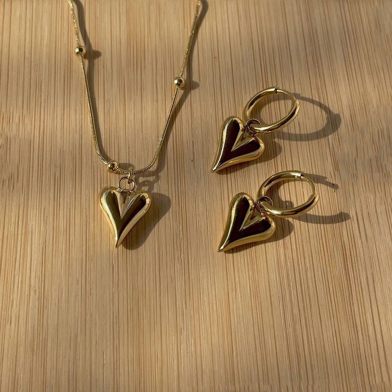Jewels Galaxy Gold-Plated Anti Tarnish Heart Themed Jewellery Set