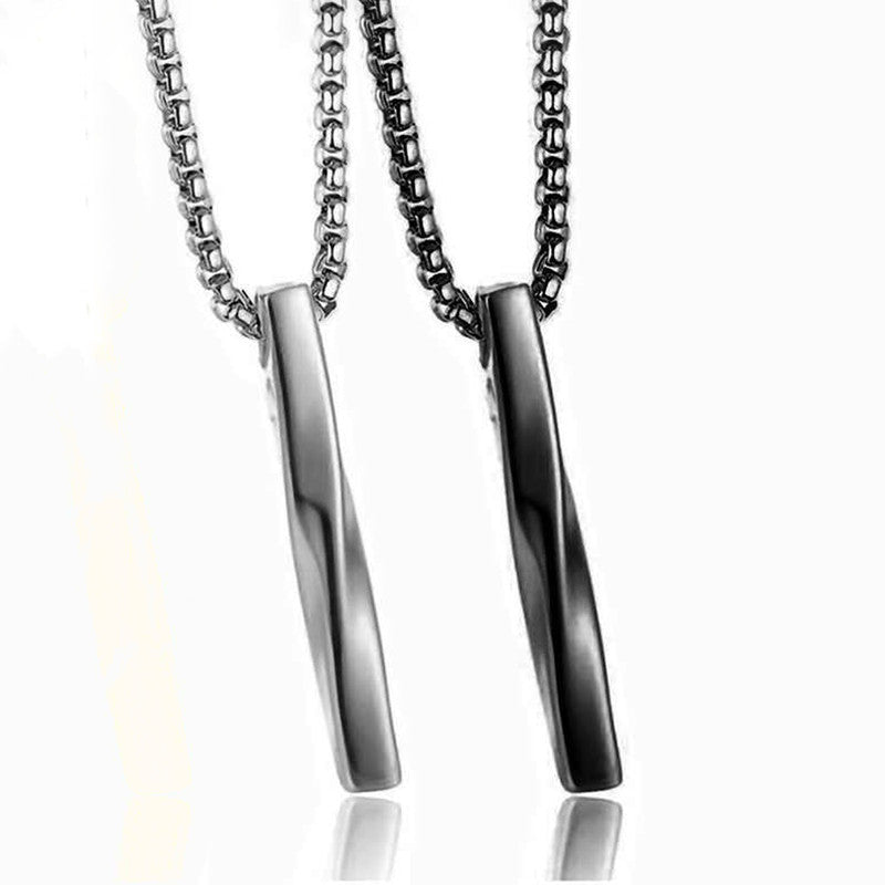 Jewels Galaxy Black Silver Plated Stainless Steel Anti Tarnish Twisted Bar Shaped Pendant