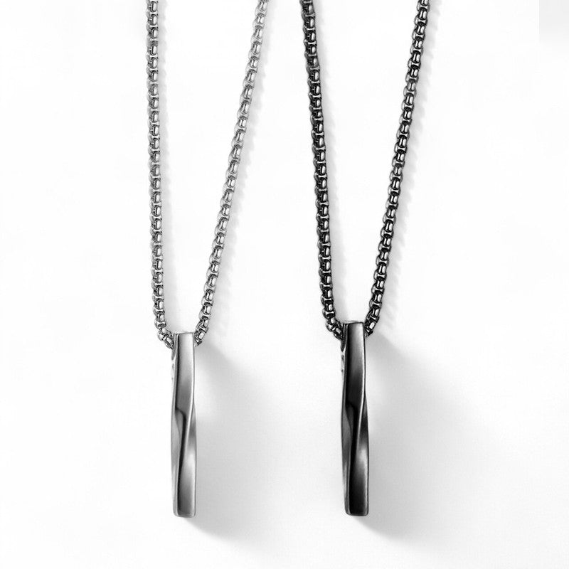 Jewels Galaxy Black Silver Plated Stainless Steel Anti Tarnish Twisted Bar Shaped Pendant