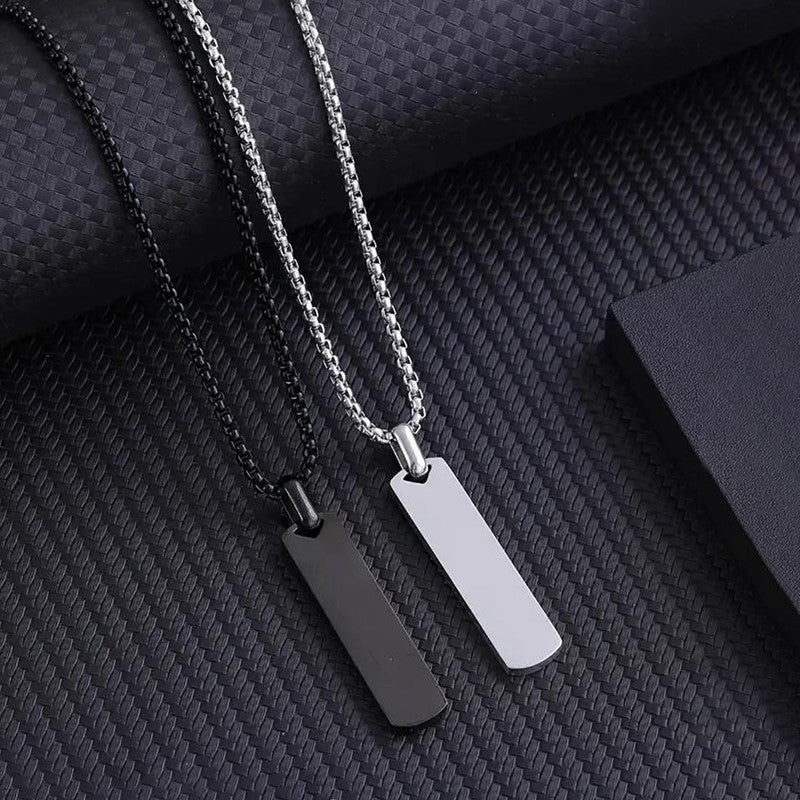 Jewels Galaxy Silver Plated Stainless Steel Anti Tarnish Rectangular Hip Hop Party Pendant