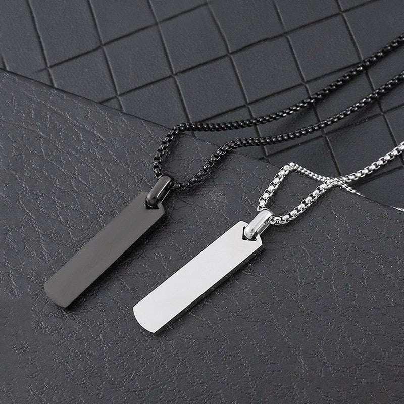 Jewels Galaxy Silver Plated Stainless Steel Anti Tarnish Rectangular Hip Hop Party Pendant