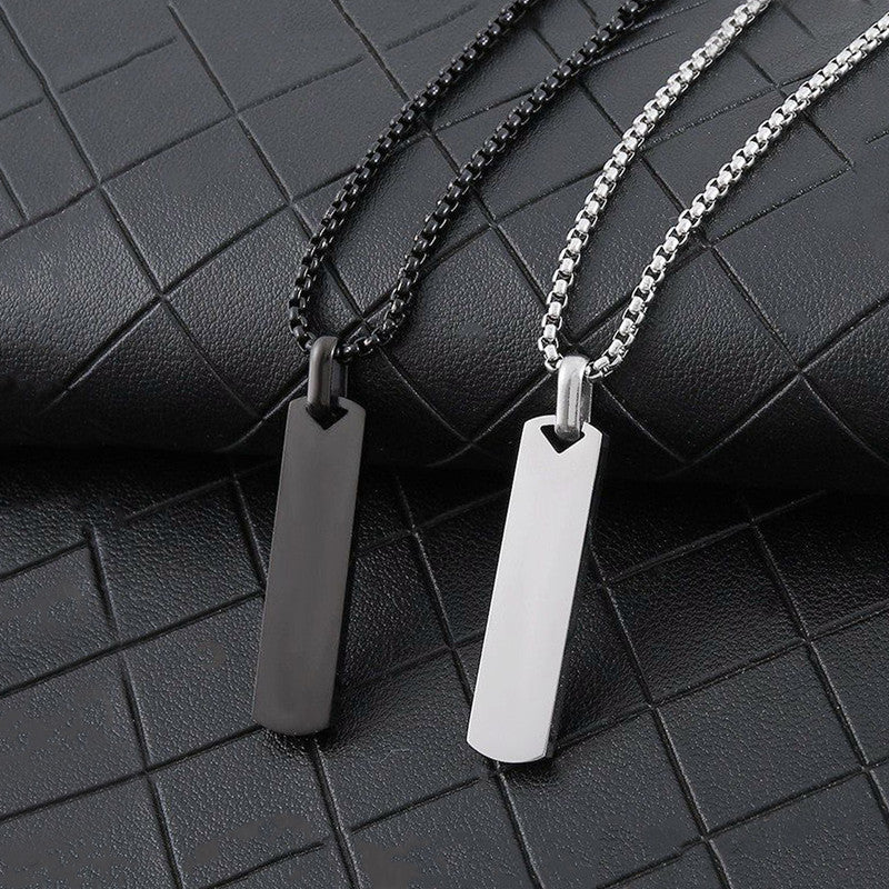 Jewels Galaxy Silver Plated Stainless Steel Anti Tarnish Rectangular Hip Hop Party Pendant