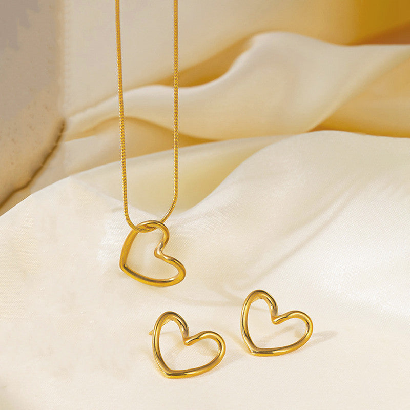 Jewels Galaxy Gold Plated Anti Tarnish Heart Themed Pendant Set
