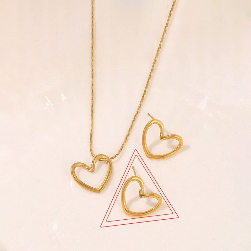 Jewels Galaxy Gold Plated Anti Tarnish Heart Themed Pendant Set