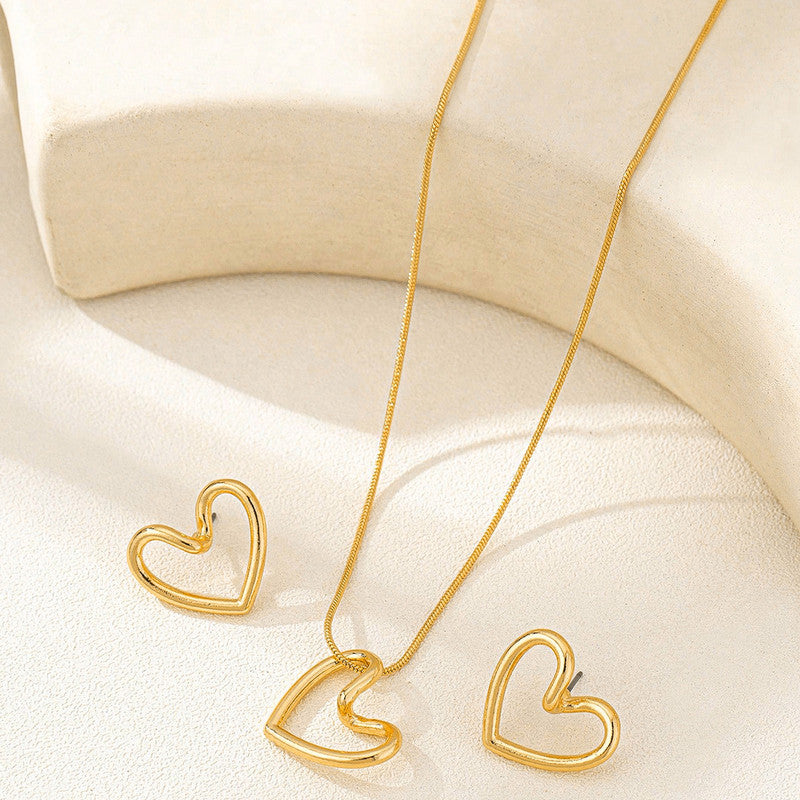 Jewels Galaxy Gold Plated Anti Tarnish Heart Themed Pendant Set