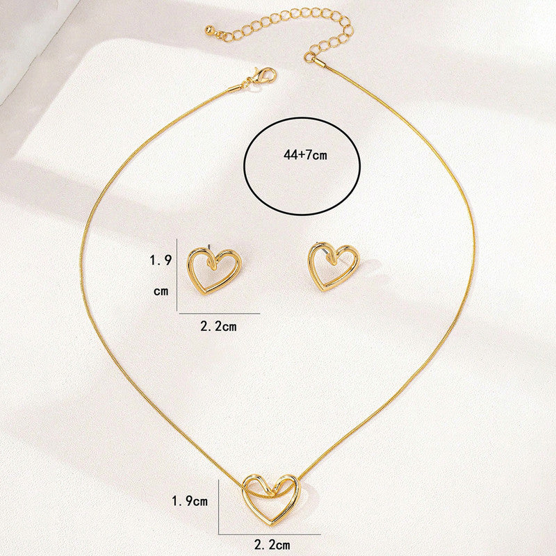 Jewels Galaxy Gold Plated Anti Tarnish Heart Themed Pendant Set