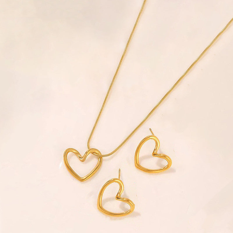 Jewels Galaxy Gold Plated Anti Tarnish Heart Themed Pendant Set