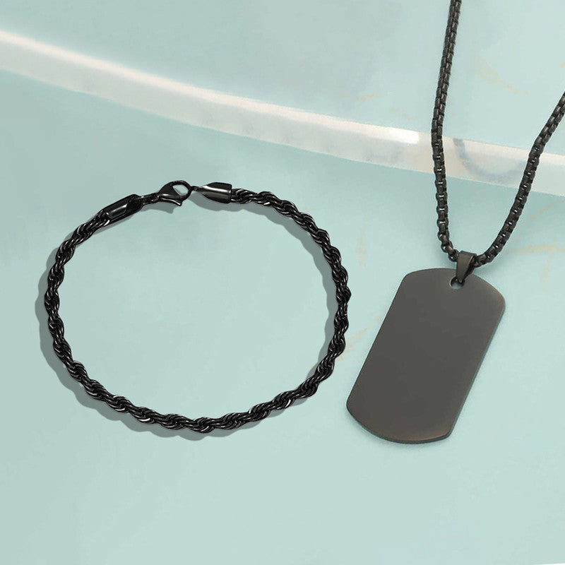 Jewels Galaxy Silver Plated Stainless Steel Anti Tarnish Hip Hop Party Pendant and Bracelet