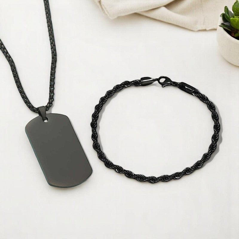 Jewels Galaxy Silver Plated Stainless Steel Anti Tarnish Hip Hop Party Pendant and Bracelet
