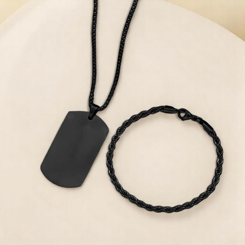 Jewels Galaxy Silver Plated Stainless Steel Anti Tarnish Hip Hop Party Pendant and Bracelet