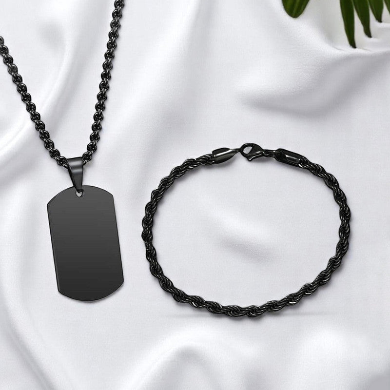 Jewels Galaxy Silver Plated Stainless Steel Anti Tarnish Hip Hop Party Pendant and Bracelet