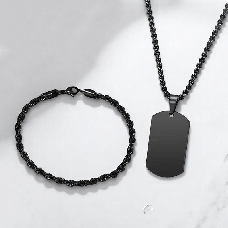 Jewels Galaxy Silver Plated Stainless Steel Anti Tarnish Hip Hop Party Pendant and Bracelet