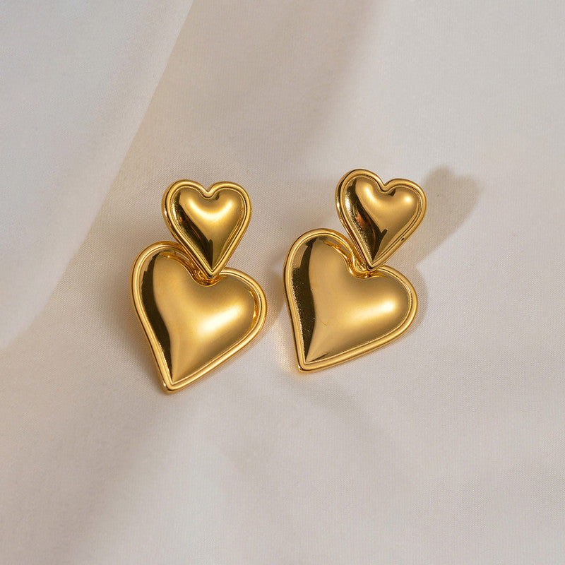 Jewels Galaxy Gold Plated Anti Tarnish Heart Themed Earrings