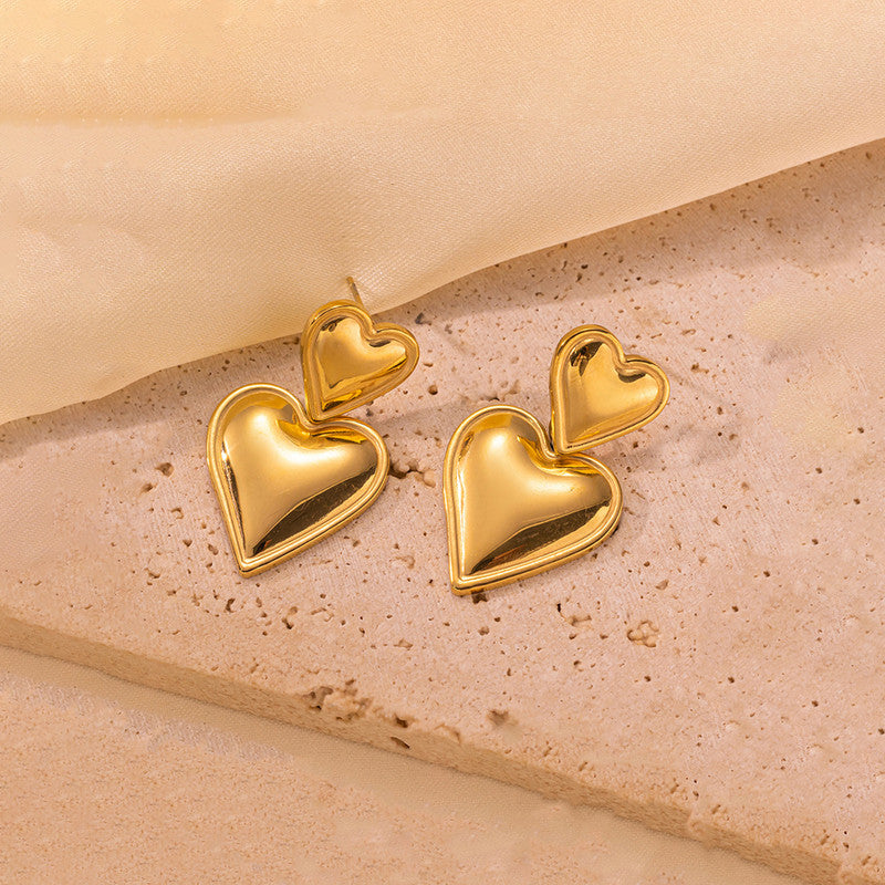 Jewels Galaxy Gold Plated Anti Tarnish Heart Themed Earrings