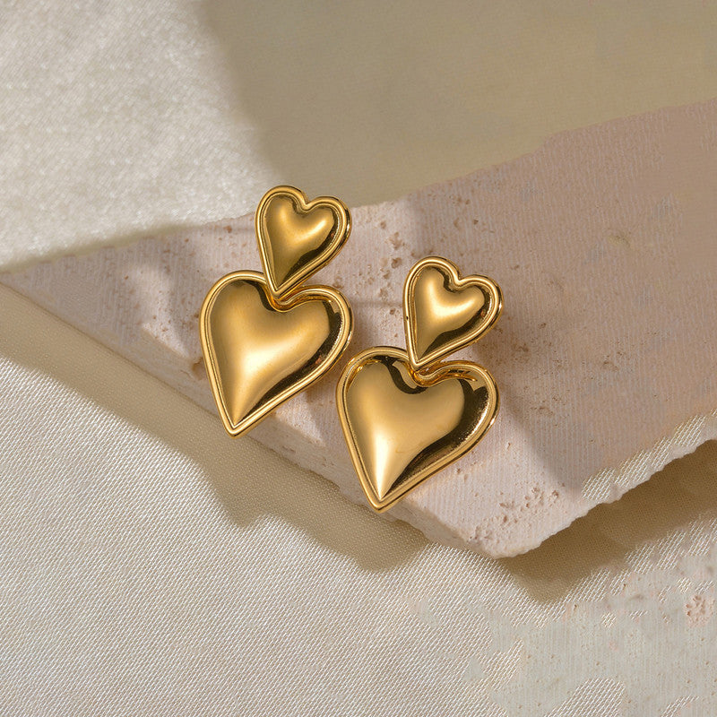 Jewels Galaxy Gold Plated Anti Tarnish Heart Themed Earrings