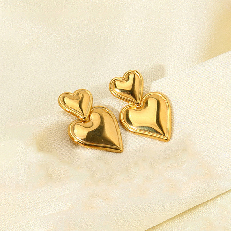 Jewels Galaxy Gold Plated Anti Tarnish Heart Themed Earrings