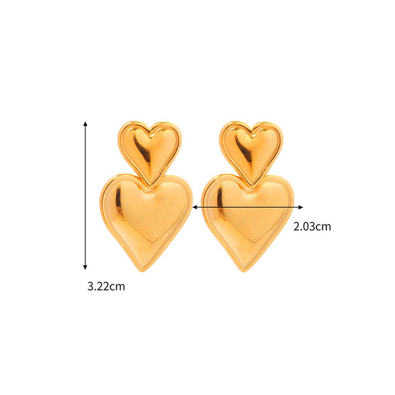 Jewels Galaxy Gold Plated Anti Tarnish Heart Themed Earrings