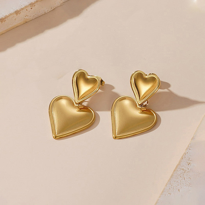 Jewels Galaxy Gold Plated Anti Tarnish Heart Themed Earrings