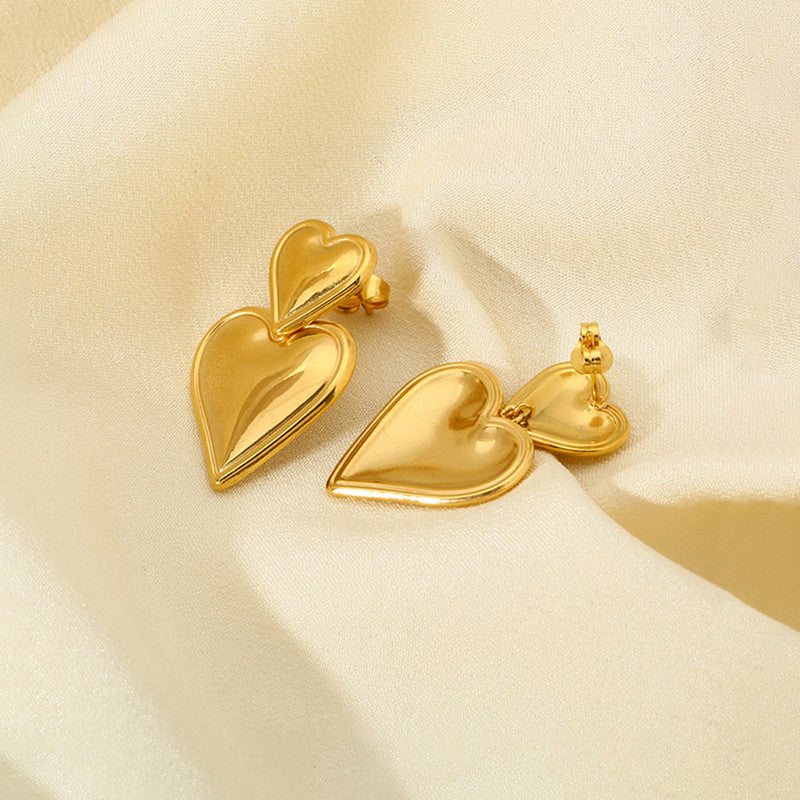 Jewels Galaxy Gold Plated Anti Tarnish Heart Themed Earrings