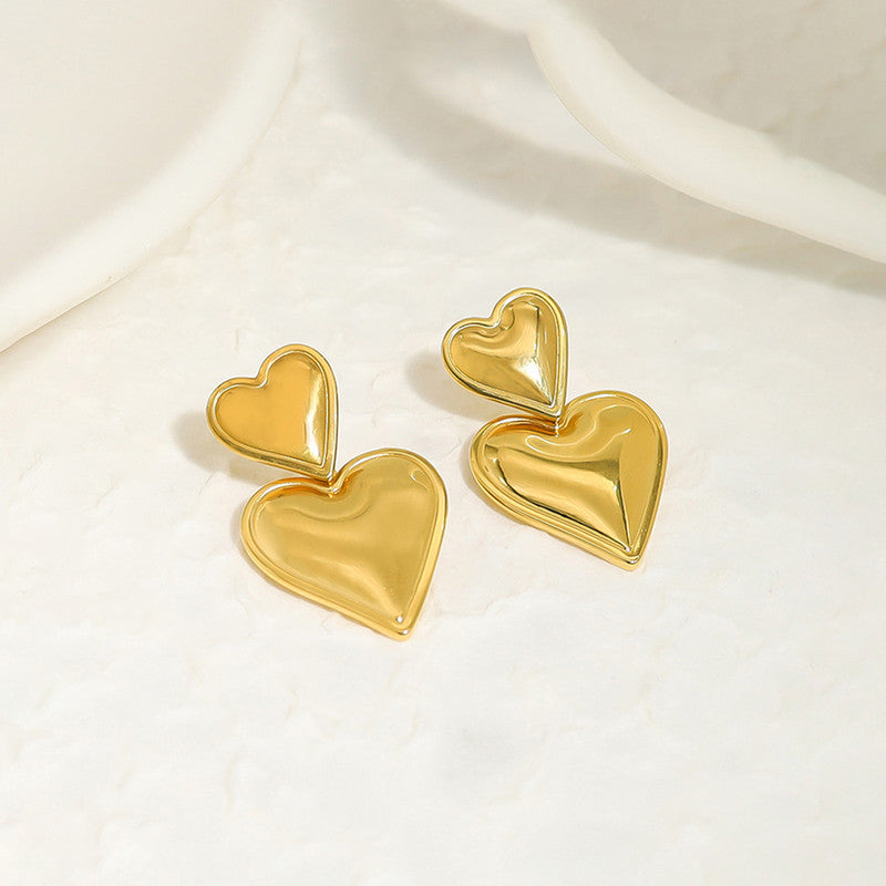 Jewels Galaxy Gold Plated Anti Tarnish Heart Themed Earrings