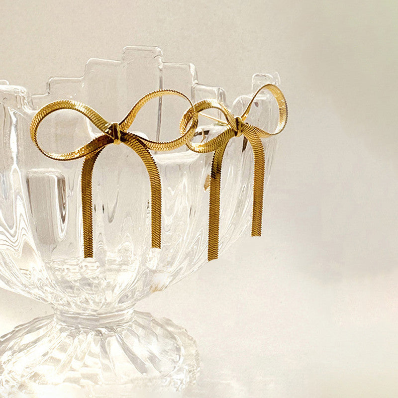 Jewels Galaxy Gold Plated Anti Tarnish Bow Themed Drop Earrings