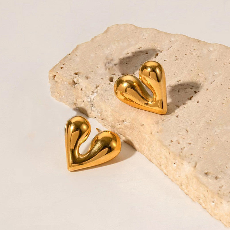 Jewels Galaxy Gold Plated Anti Tarnish Heart Theme Earrings For Girls And Women