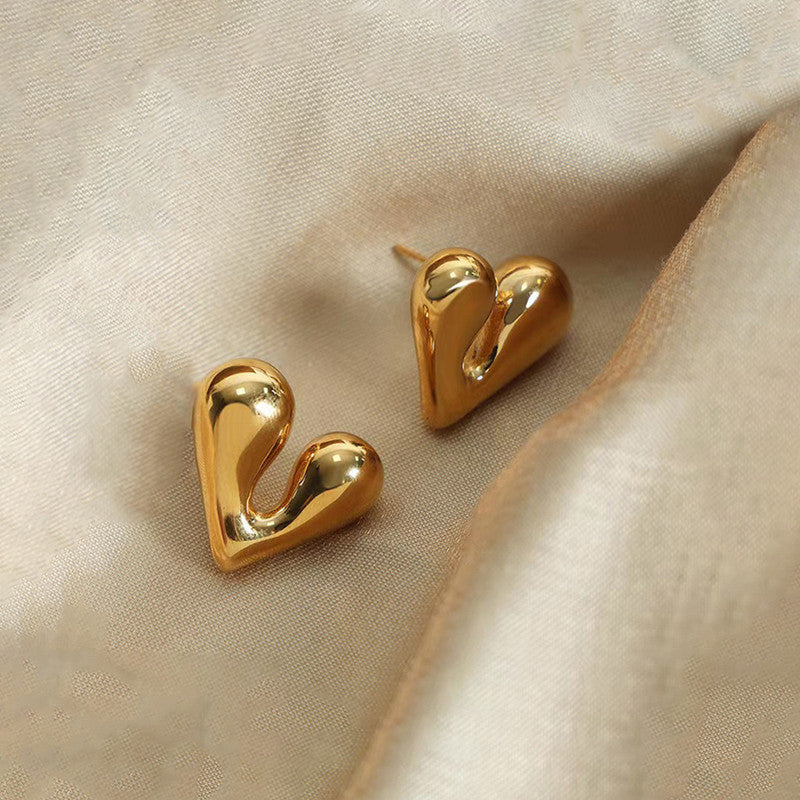 Jewels Galaxy Gold Plated Anti Tarnish Heart Theme Earrings For Girls And Women