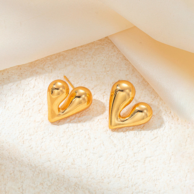 Jewels Galaxy Gold Plated Anti Tarnish Heart Theme Earrings For Girls And Women