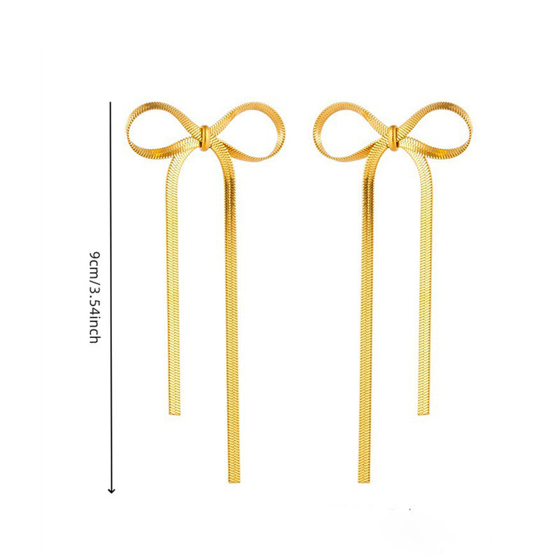 Jewels Galaxy Gold Plated Anti Tarnish Bow Themed Drop Earrings