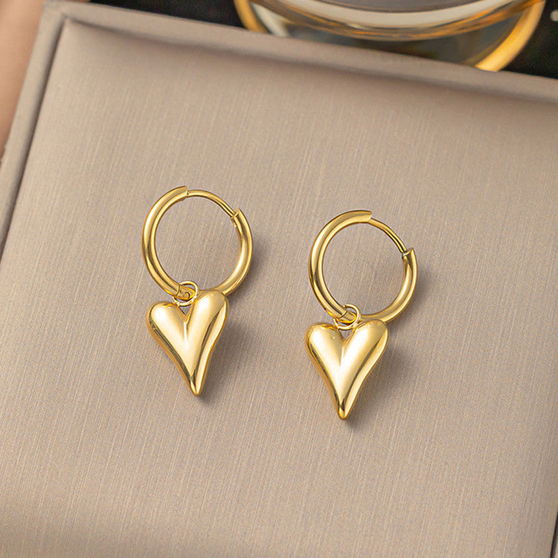 Jewels Galaxy Gold Plated Anti Tarnish Heart Themed Earrings