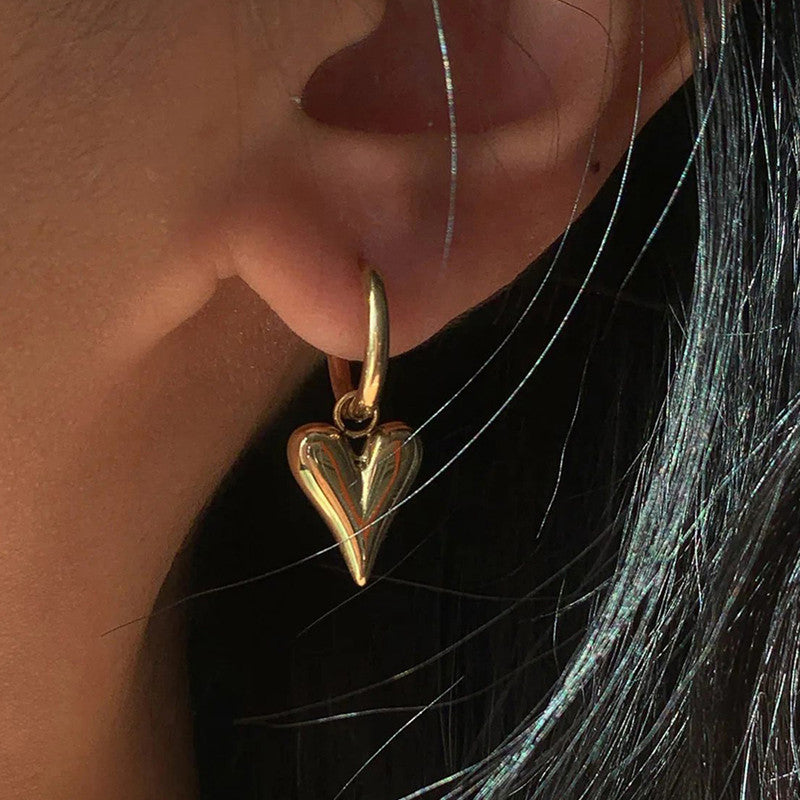 Jewels Galaxy Gold Plated Anti Tarnish Heart Themed Earrings