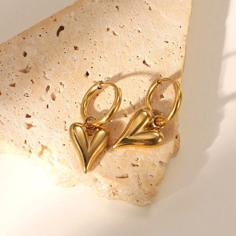 Jewels Galaxy Gold Plated Anti Tarnish Heart Themed Earrings