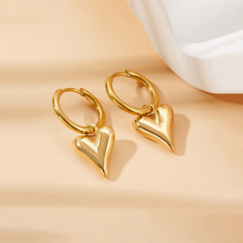 Jewels Galaxy Gold Plated Anti Tarnish Heart Themed Earrings