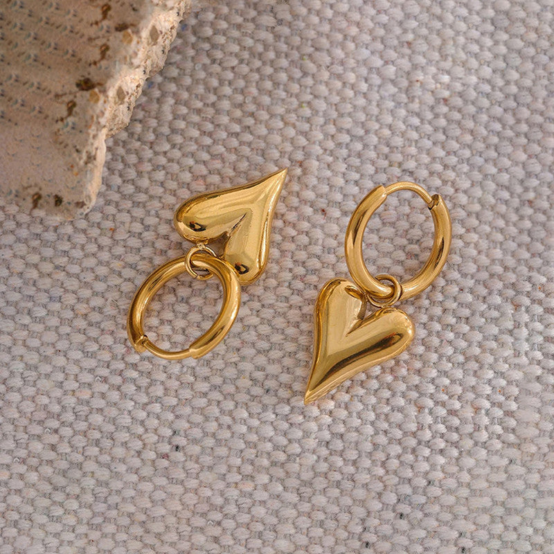 Jewels Galaxy Gold Plated Anti Tarnish Heart Themed Earrings