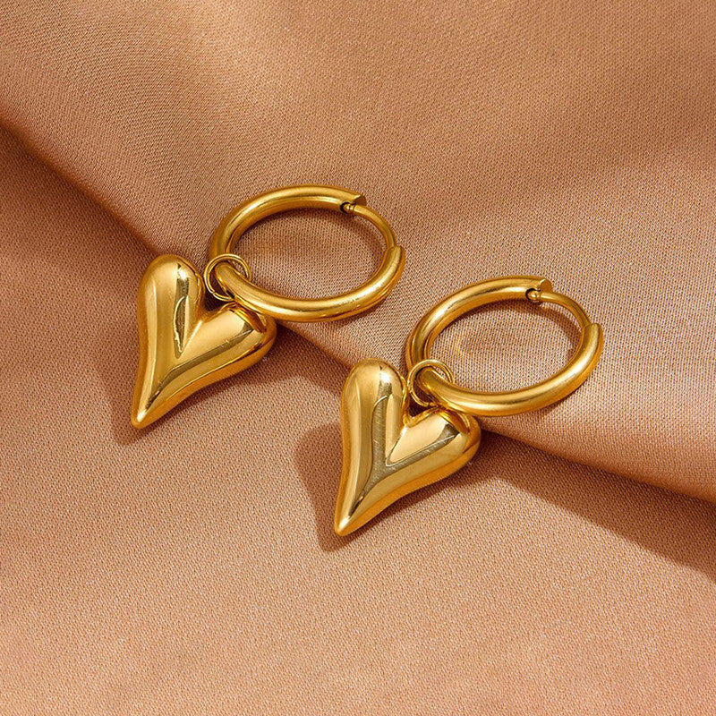 Jewels Galaxy Gold Plated Anti Tarnish Heart Themed Earrings