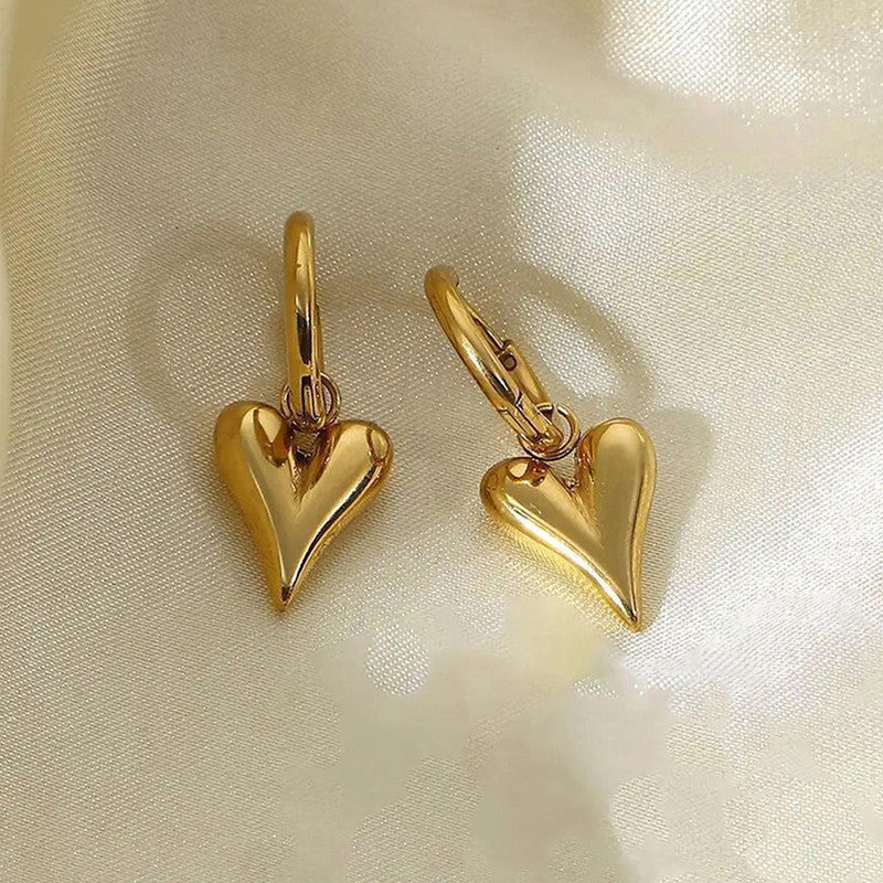 Jewels Galaxy Gold Plated Anti Tarnish Heart Themed Earrings