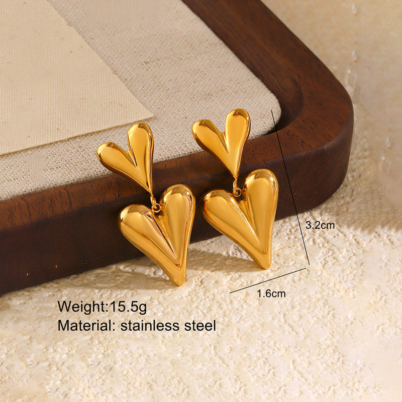 Jewels Galaxy Gold Plated Anti Tarnish Heart Themed Earrings