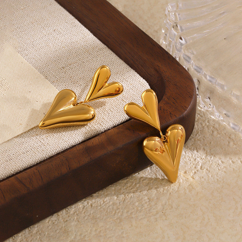 Jewels Galaxy Gold Plated Anti Tarnish Heart Themed Earrings