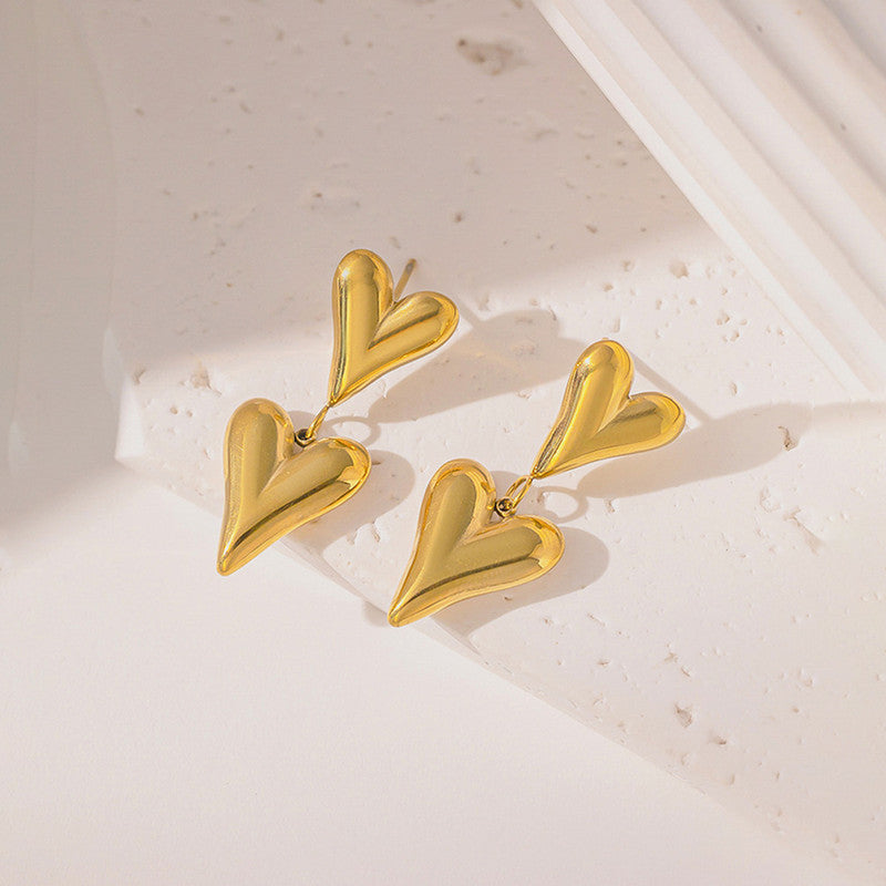 Jewels Galaxy Gold Plated Anti Tarnish Heart Themed Earrings