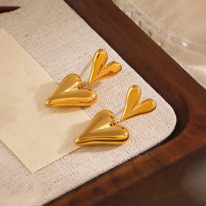 Jewels Galaxy Gold Plated Anti Tarnish Heart Themed Earrings