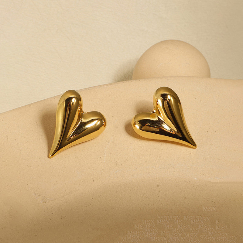 Jewels Galaxy Gold Plated Anti Tarnish Heart Themed Earrings
