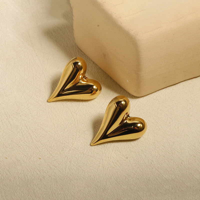 Jewels Galaxy Gold Plated Anti Tarnish Heart Themed Earrings