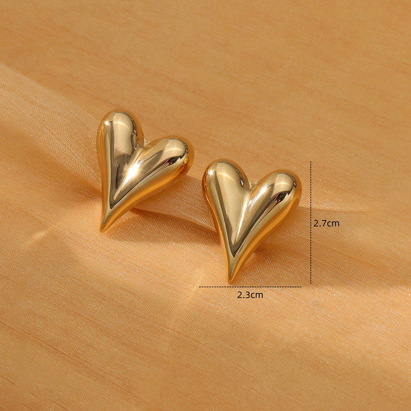 Jewels Galaxy Gold Plated Anti Tarnish Heart Themed Earrings