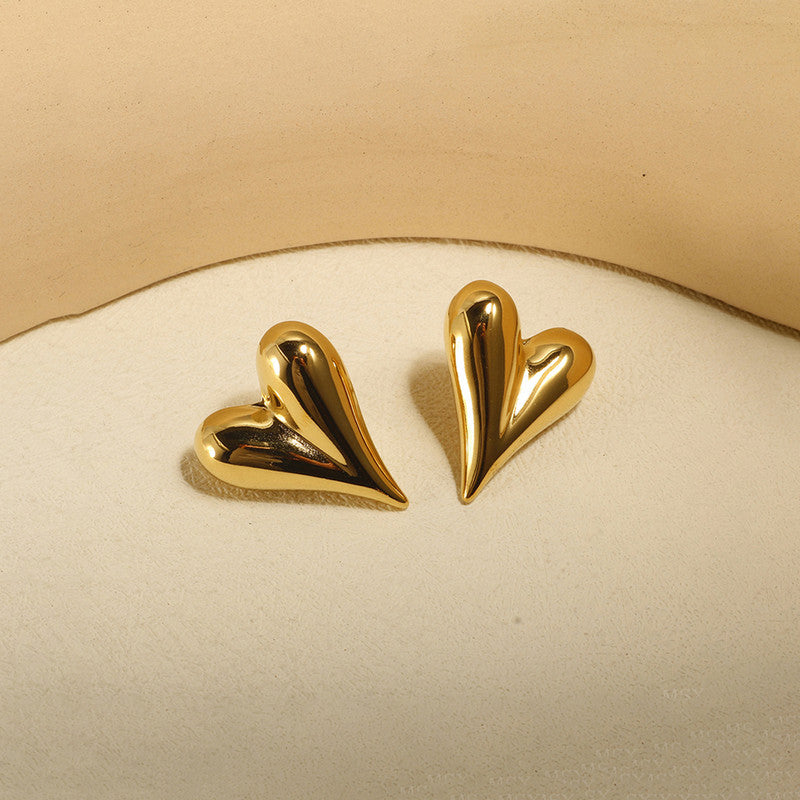 Jewels Galaxy Gold Plated Anti Tarnish Heart Themed Earrings