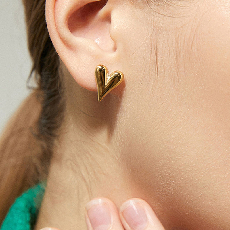Jewels Galaxy Gold Plated Anti Tarnish Heart Themed Earrings