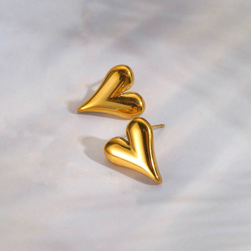 Jewels Galaxy Gold Plated Anti Tarnish Heart Themed Earrings